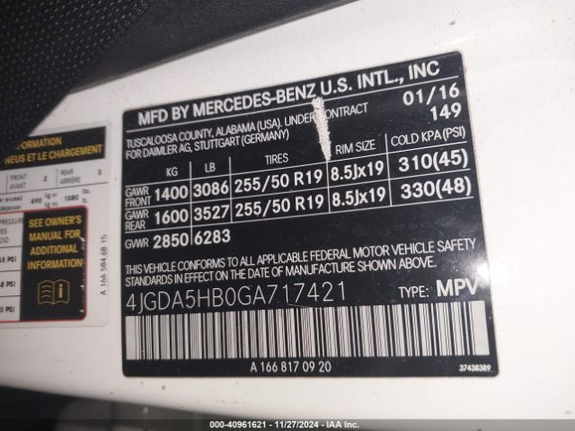 4JGDA5HB0GA717421 Mercedes-Benz Gle 350 4matic