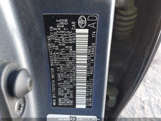 Toyota COROLLA LE 2019 2T1BURHE8KC175669 Image 9