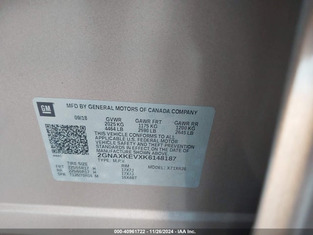 Chevrolet EQUINOX LT 2019 2GNAXKEVXK6148187 Image 9
