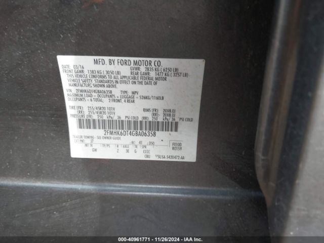 2FMHK6DT4GBA06358 Ford Flex Limited