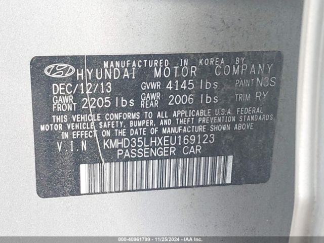 KMHD35LHXEU169123 Hyundai Elantra Gt Base W/blue