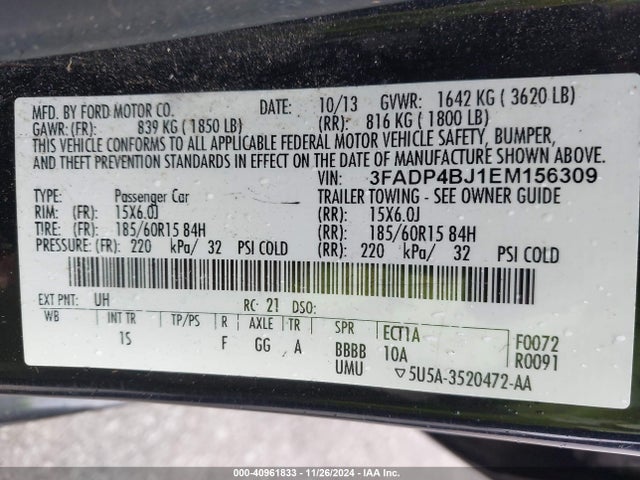 Ford FIESTA SE 2014 3FADP4BJ1EM156309 Image 9