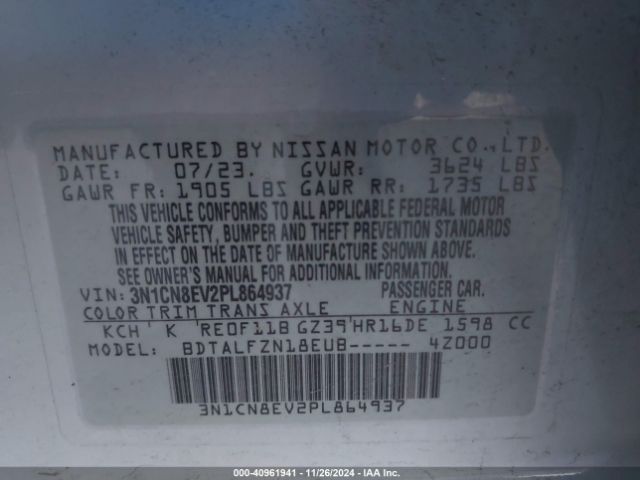 3N1CN8EV2PL864937 Nissan Versa 1.6 Sv Xtronic Cvt