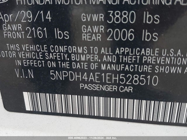 Hyundai ELANTRA SE 2014 5NPDH4AE1EH528510 Image 9