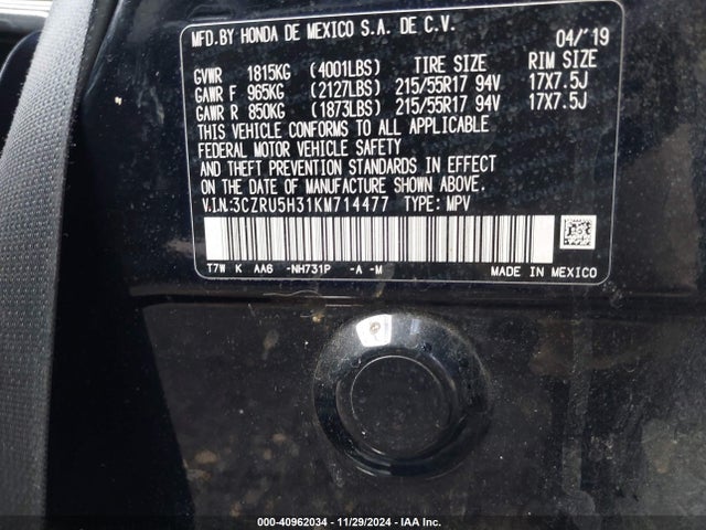 Honda HR-V LX 2019 3CZRU5H31KM714477 Image 9