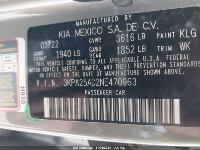 3KPA25AD2NE470963 KIA Rio 5-door S