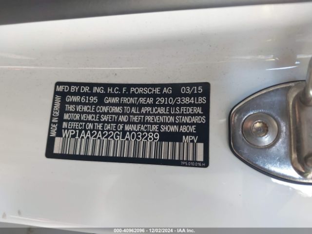 WP1AA2A22GLA03289 Porsche Cayenne