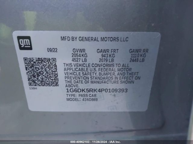 1G6DK5RK4P0109393 Cadillac Ct4 Luxury
