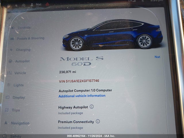 5YJSA1E2XGF157746 Tesla Model S 60d/70d/75d/85d/90d