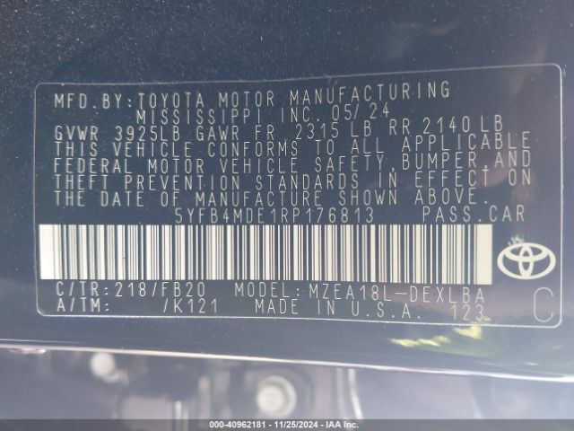 5YFB4MDE1RP176813 Toyota COROLLA LE