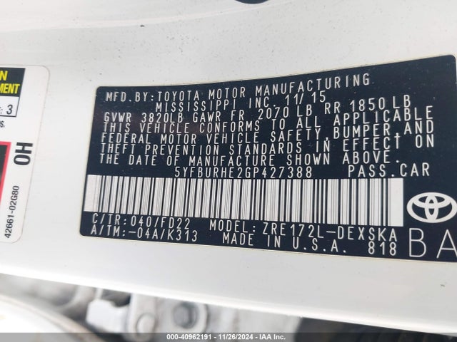 Toyota Corolla S Plus 2016 5YFBURHE2GP427388 Image 9