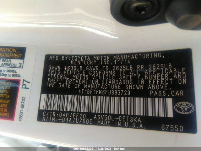 Toyota CAMRY SE 2015 4T1BF1FK6FU893729 Image 9