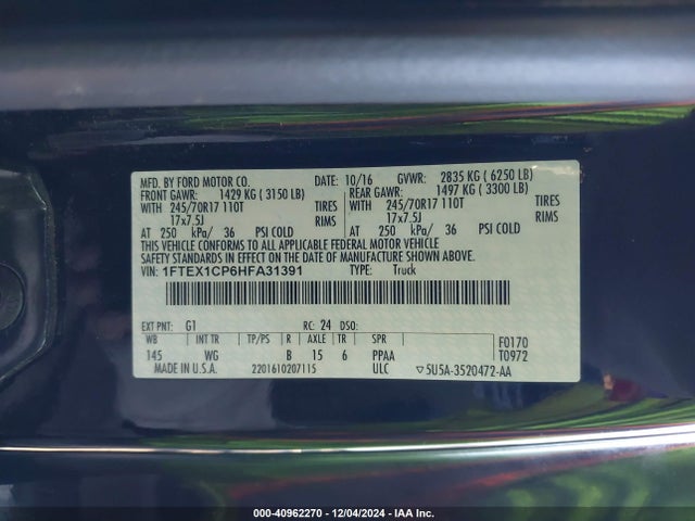 Ford F-150 Xl 2017 1FTEX1CP6HFA31391 Image 9