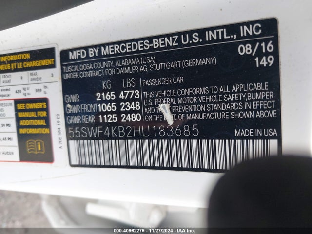 55SWF4KB2HU183685 Mercedes-Benz C 300 4matic/luxury 4matic/sport 4matic