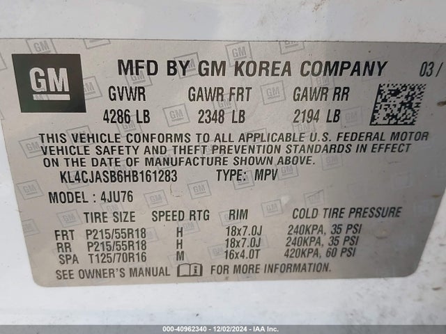 KL4CJASB6HB161283 Buick Encore Preferred