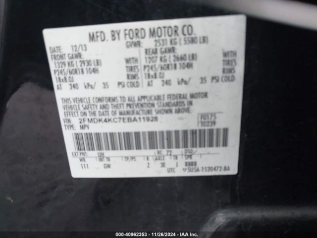 2FMDK4KC7EBA11928 Ford Edge Limited