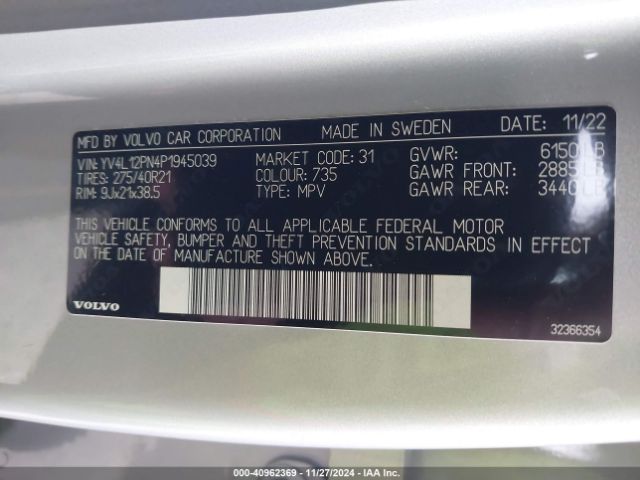 YV4L12PN4P1945039 Volvo Xc90 B5 Plus