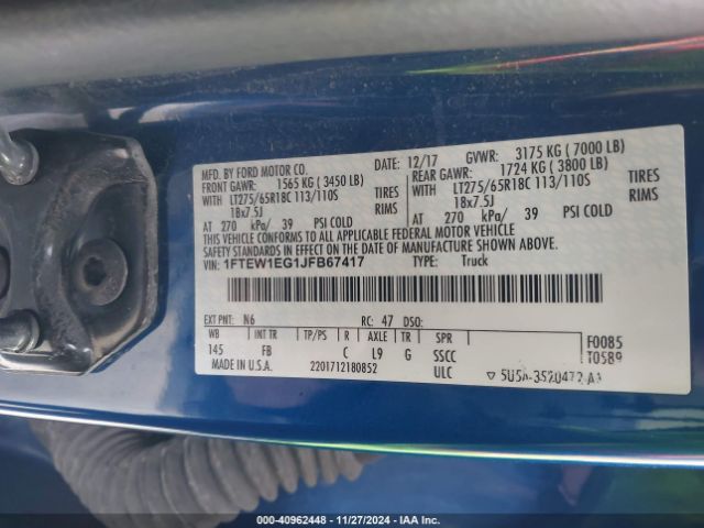 1FTEW1EG1JFB67417 Ford F-150 Xlt