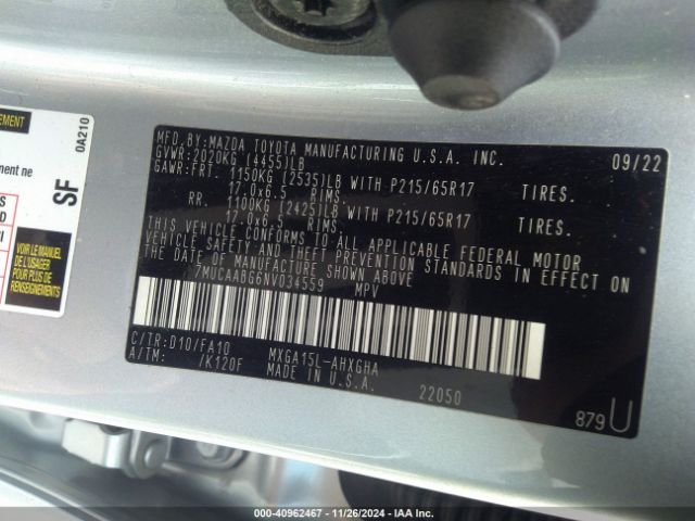 7MUCAABG6NV034559 Toyota Corolla Cross Le