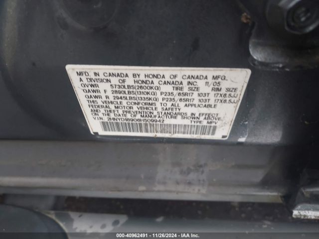 2006 ACURA MDX 2HNYD18906H509942 Photo 8