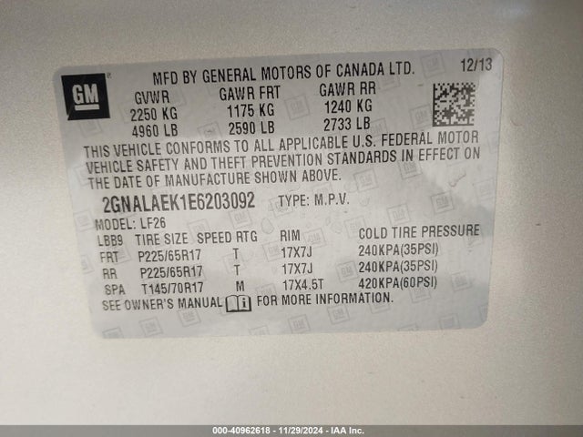 2GNALAEK1E6203092 Chevrolet EQUINOX LS