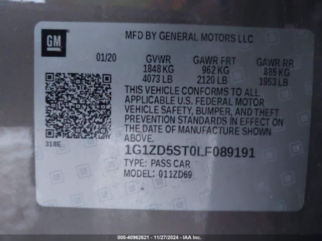 1G1ZD5ST0LF089191 Chevrolet Malibu Fwd Lt