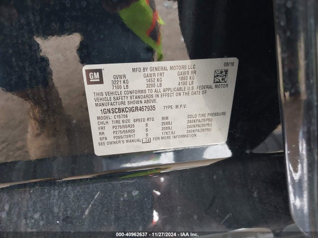 Chevrolet Tahoe Lt 2016 1GNSCBKC9GR467935 Image 9