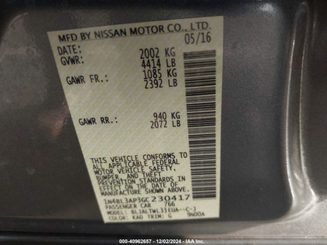 1N4BL3AP3GC230417 Nissan Altima 3.5 Sl