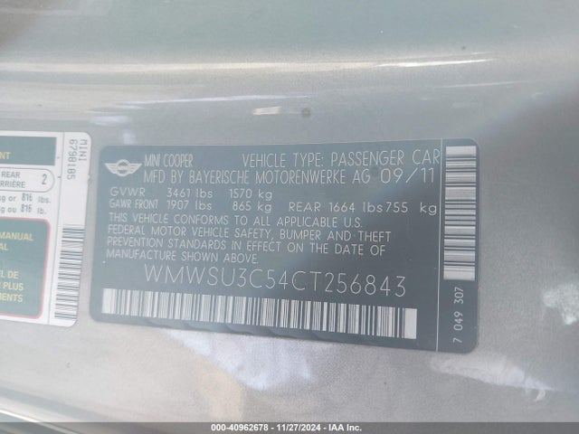 2012 MINI COOPER WMWSU3C54CT256843 Photo 8