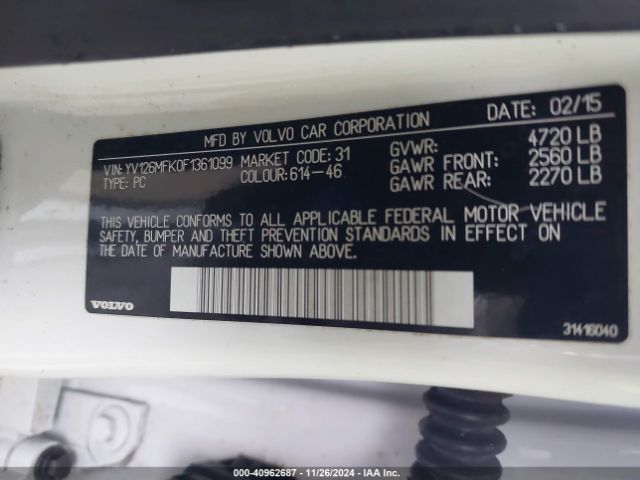 YV126MFK0F1361099 Volvo S60 T5 Premier
