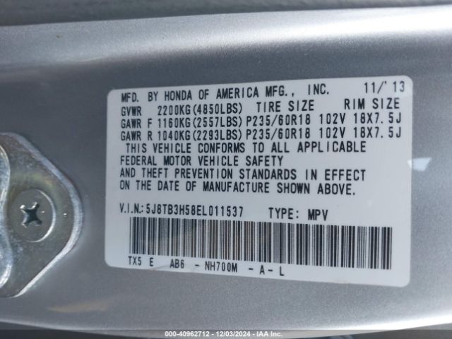 5J8TB3H58EL011537 Acura RDX