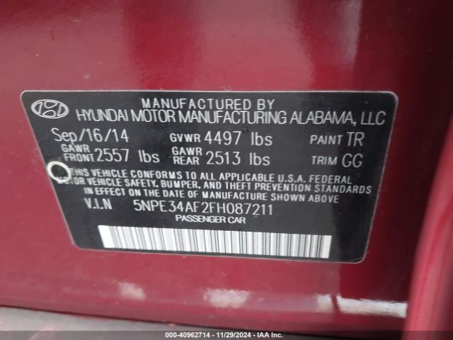 5NPE34AF2FH087211 Hyundai Sonata Sport