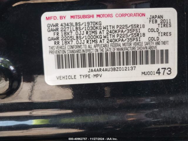 2011 MITSUBISHI OUTLANDER SPORT JA4AR4AU3BZ012137 Photo 8