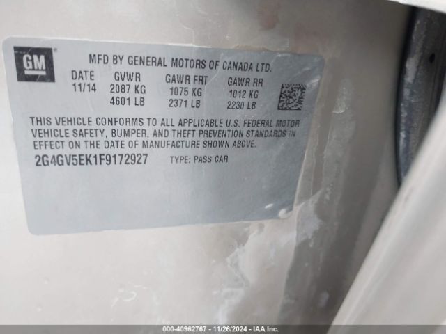 2G4GV5EK1F9172927 Buick Regal 1fl