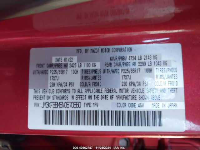 JM3KFBBM5N0570660 Mazda Cx-5 2.5 S Select