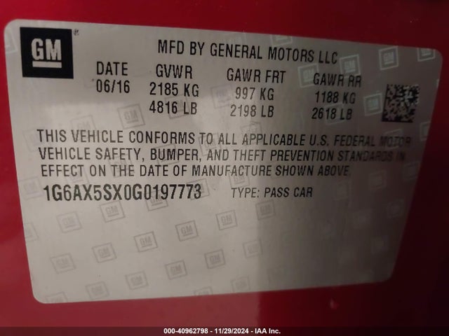 2016 CADILLAC CTS 1G6AX5SX0G0197773 Photo 8