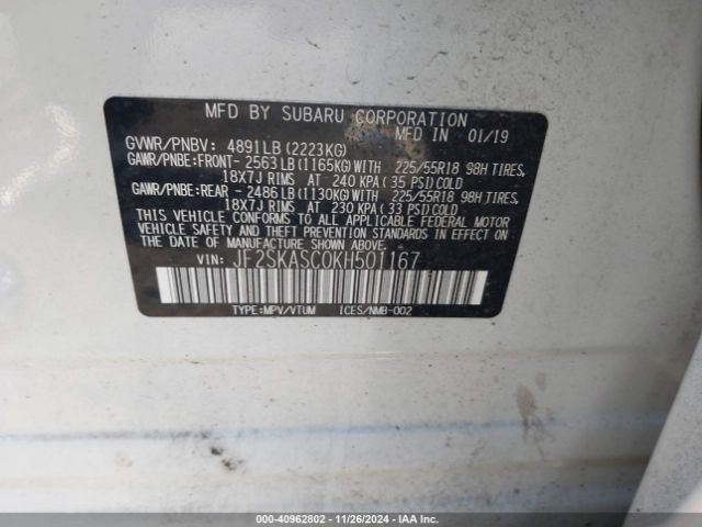 JF2SKASC0KH501167 Subaru Forester Limited