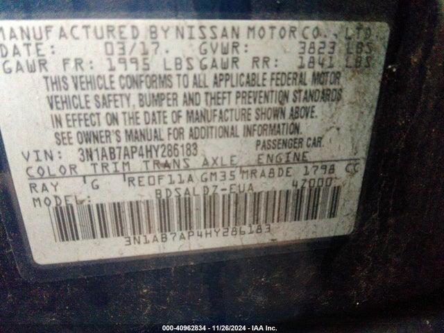 Nissan SENTRA SV 2017 3N1AB7AP4HY286183 Image 9