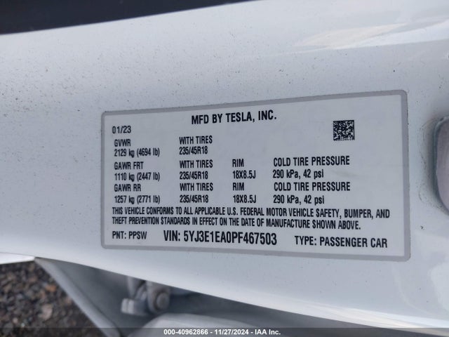2023 TESLA MODEL 3 5YJ3E1EA0PF467503 Photo 8