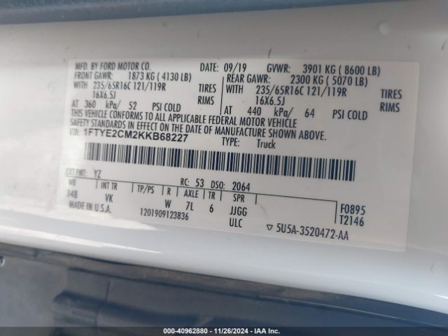 1FTYE2CM2KKB68227 Ford Transit-150