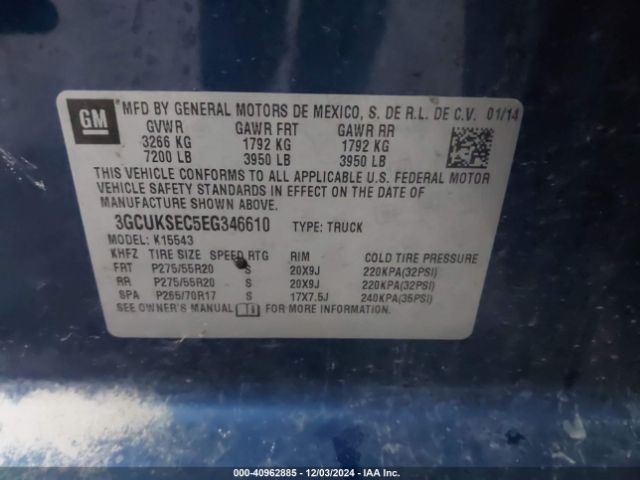 3GCUKSEC5EG346610 Chevrolet Silverado 1500 1lz