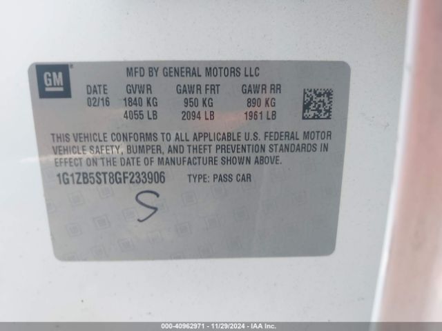 1G1ZB5ST8GF233906 Chevrolet MALIBU LS