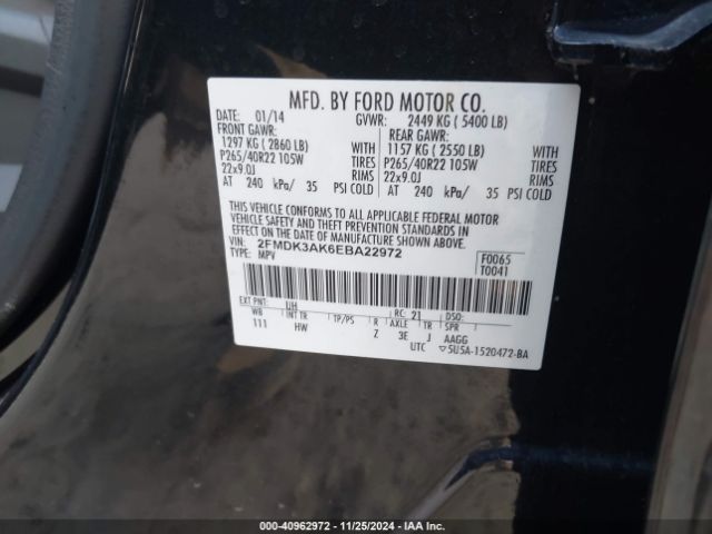 2FMDK3AK6EBA22972 Ford EDGE SPORT