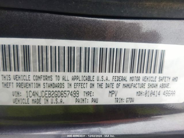 1C4NJDEB2GD657499 Jeep Compass Latitude