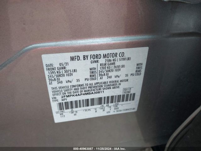2FMPK4AP4MBA30811 Ford EDGE ST
