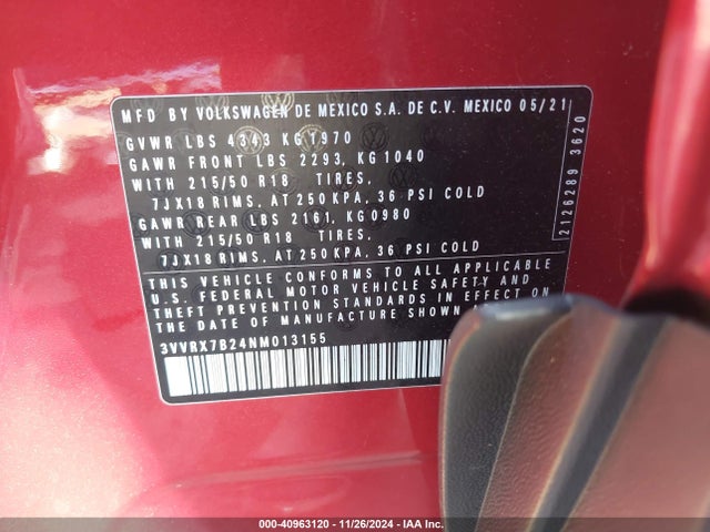 3VVRX7B24NM013155 Volkswagen Taos 1.5t Se