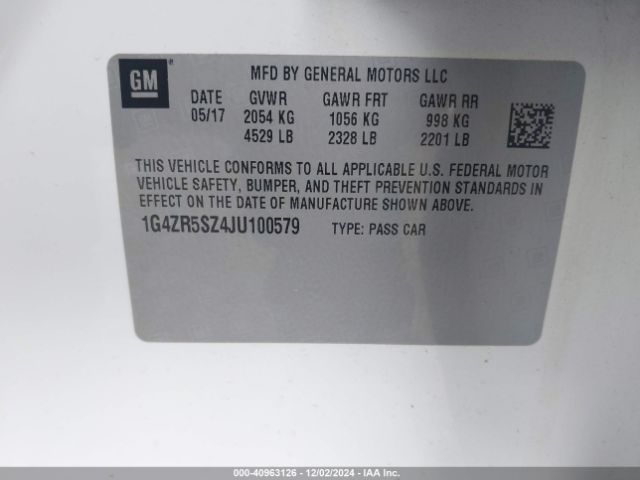 1G4ZR5SZ4JU100579 Buick Lacrosse Premium