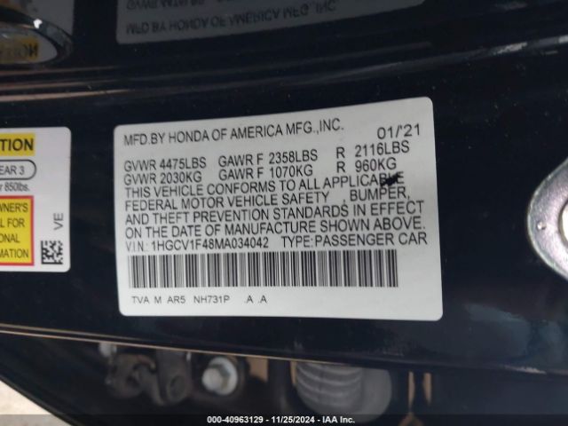 1HGCV1F48MA034042 Honda Accord Sport Special Edition
