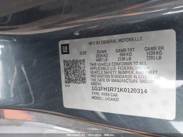 1G1FH1R71K0120314 Chevrolet CAMARO 2SS