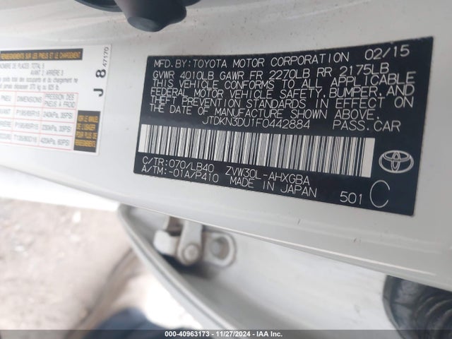 Toyota Prius Four 2015 JTDKN3DU1F0442884 Image 9